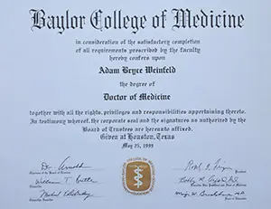 Baylor College of Medicine Medical School Diploma