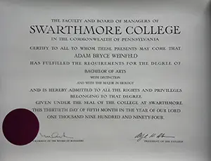Swarthmore College of Medicine Diploma
