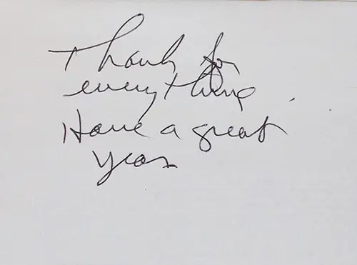 Short thank you message written on a note