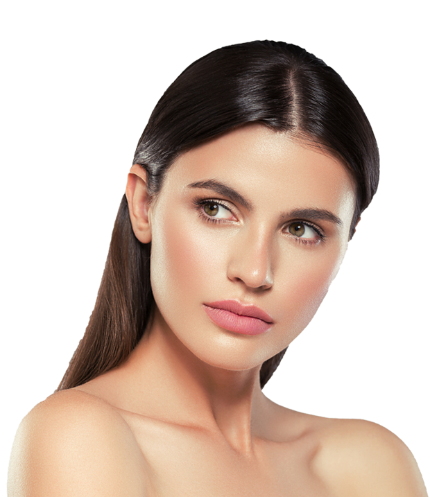 Beautiful brunette woman looking to the side