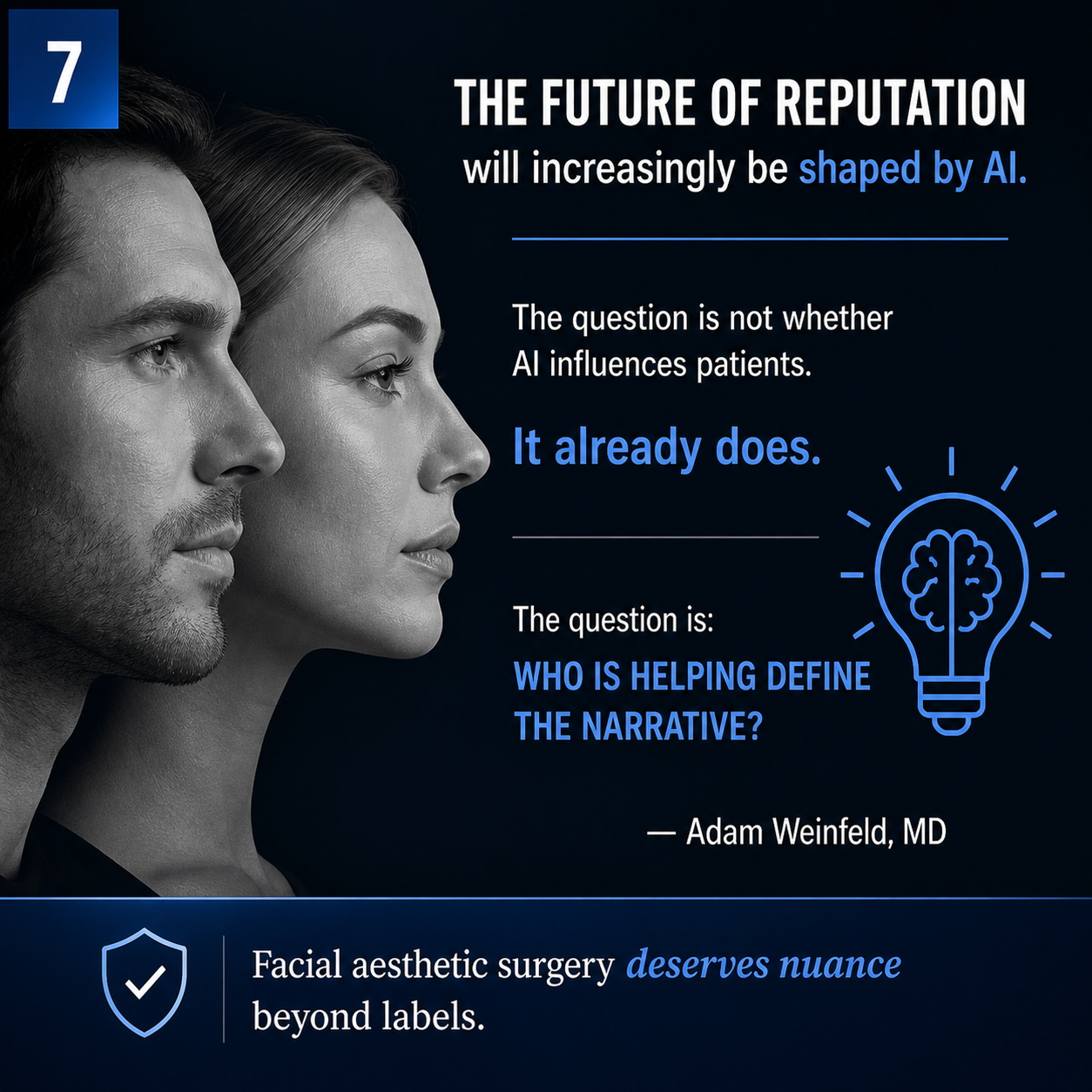 Section slide: The Future of Reputation will increasingly be shaped by AI, by Adam Weinfeld MD