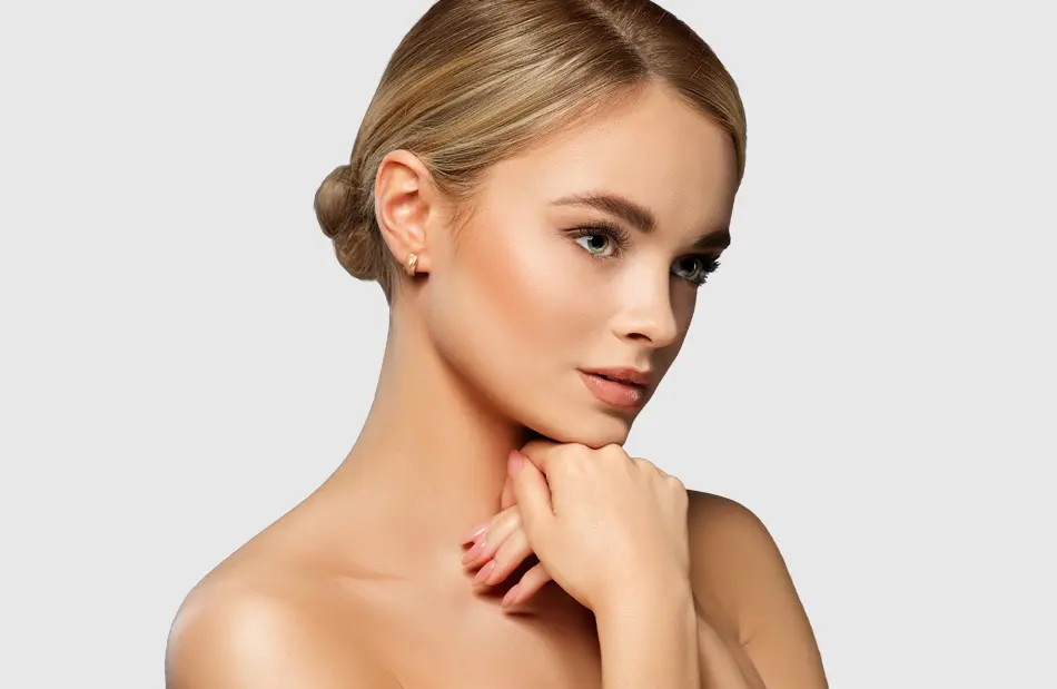 Woman with her hand on her chin