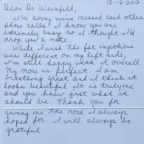 Written note from a happy patient