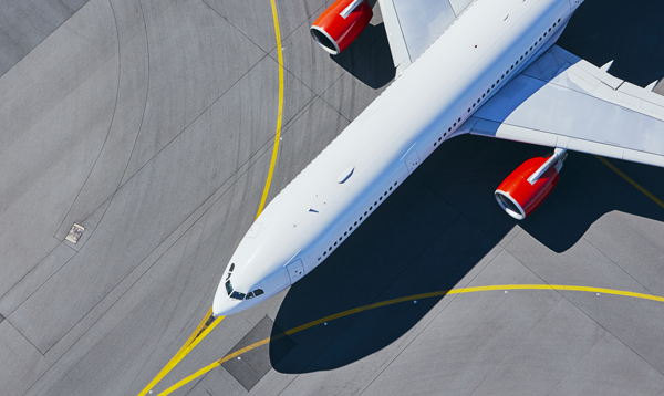 Overhead shot of landed plane