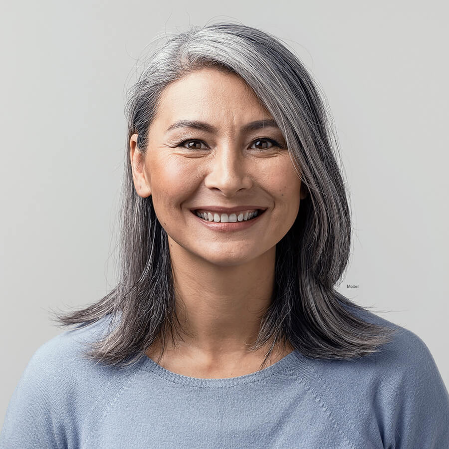 Mature woman with gray hair