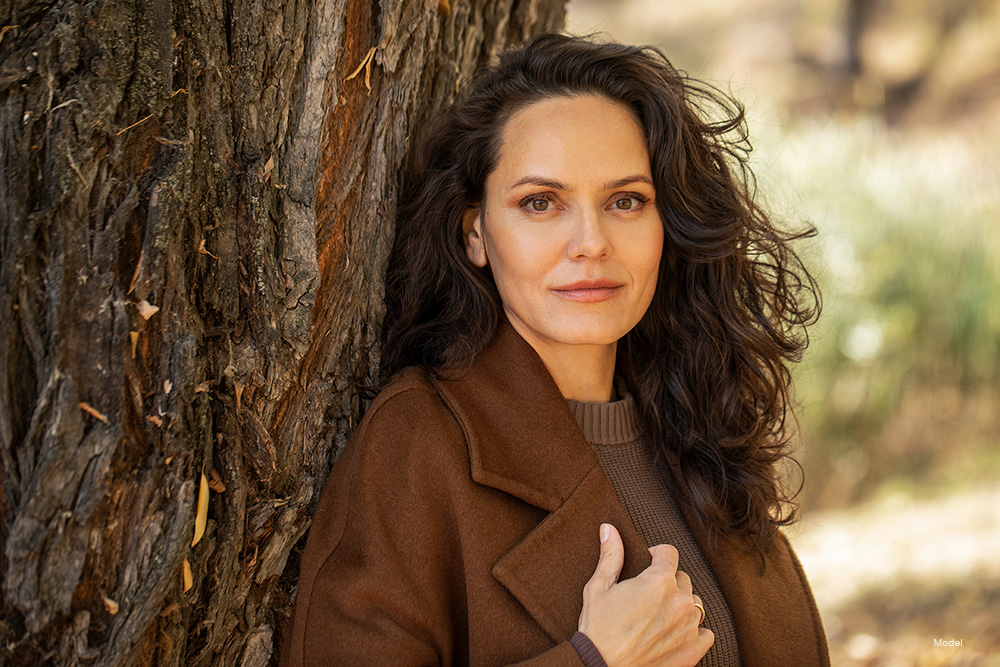 Woman in a brown coat